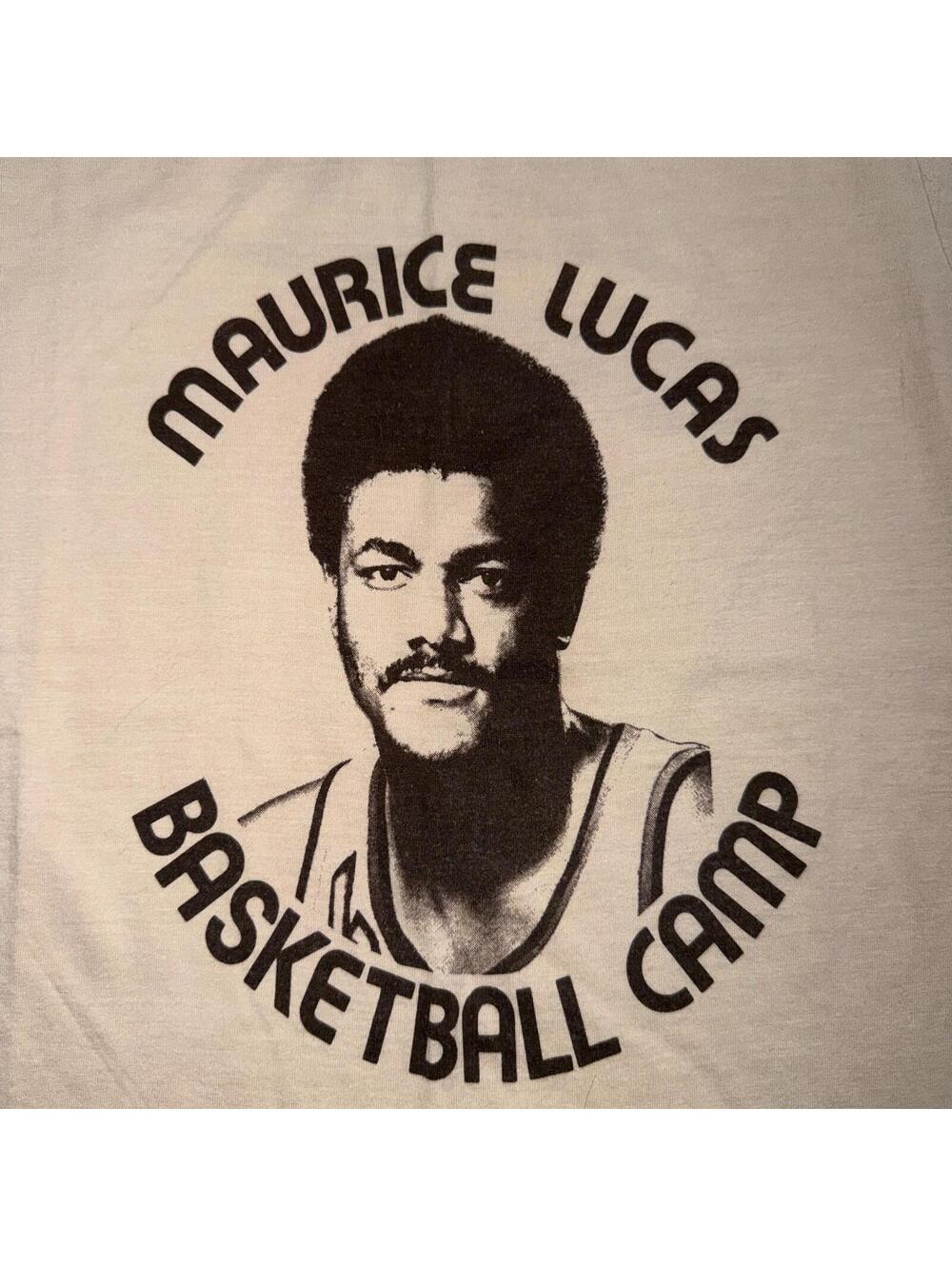 Nike Vintage T Shirt MAURICE LUCAS Basketball Camp 1970s 70s Rare Swoosh Jordan - Picture 2 of 9